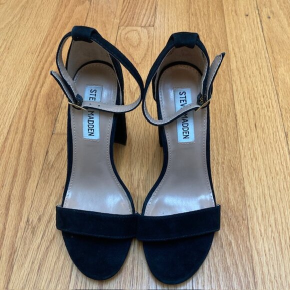 Steve Madden Carrson Block Heel Black Suede sandal 5.5 - Picture 3 of 11